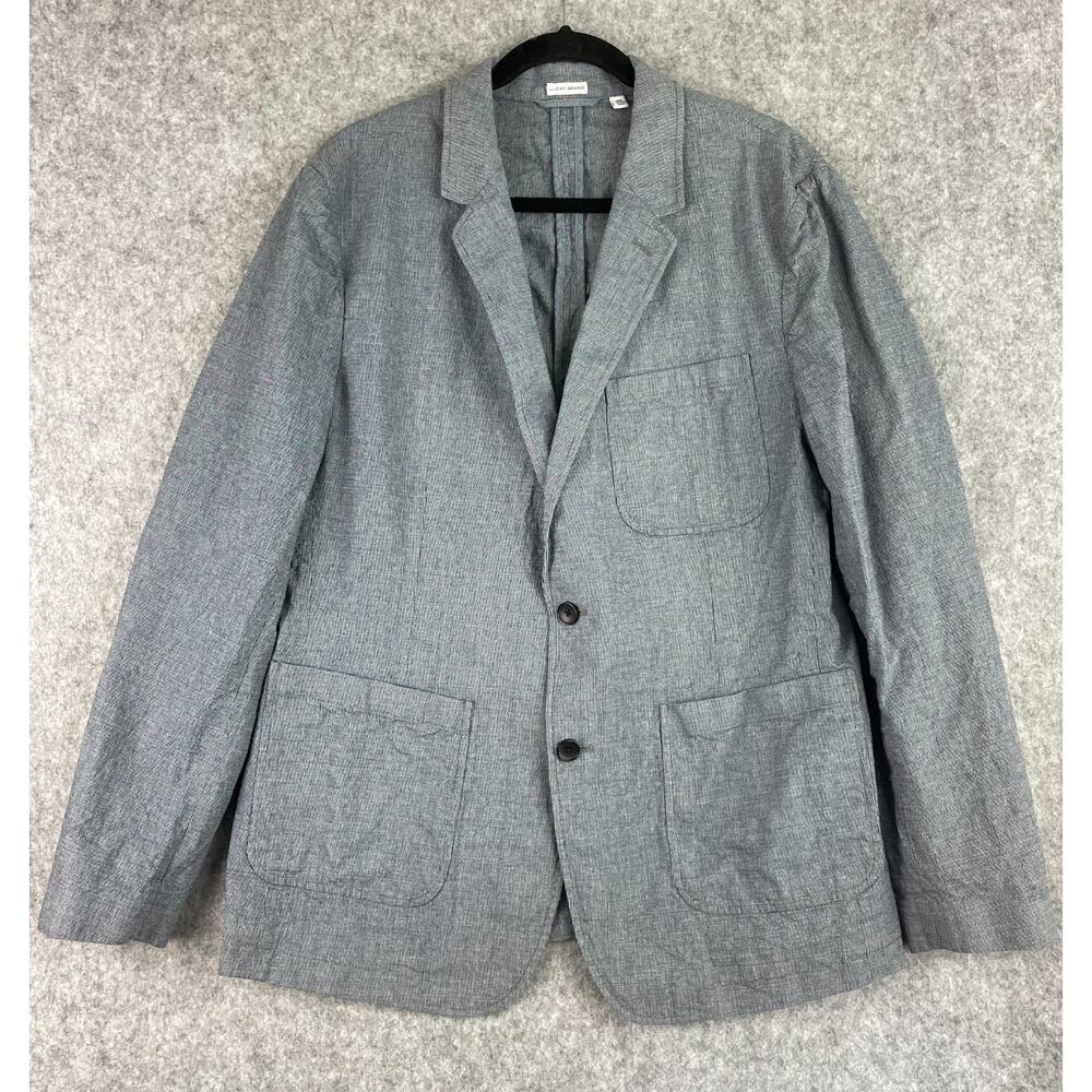 Lucky Brand Blazer Jacket Mens 42 Blue Unstructured Cotton 2 Button